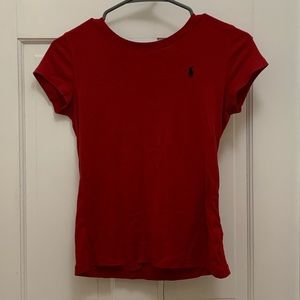 Red polo shirt